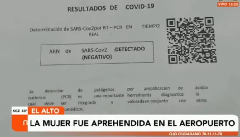 El Alto: Tenía coronavirus pero falsificó su certificado médico para viajar al exterior