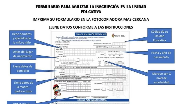 Descargue aquí el formulario para agilizar el proceso de inscripción escolar 