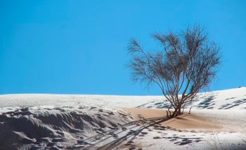 Un manto blanco cubre el desierto del Sahara