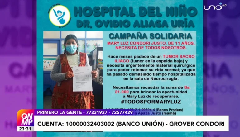 Mary Luz Condori una niña de 11 años necesita ayuda para continuar el tratamiento de dos tumores