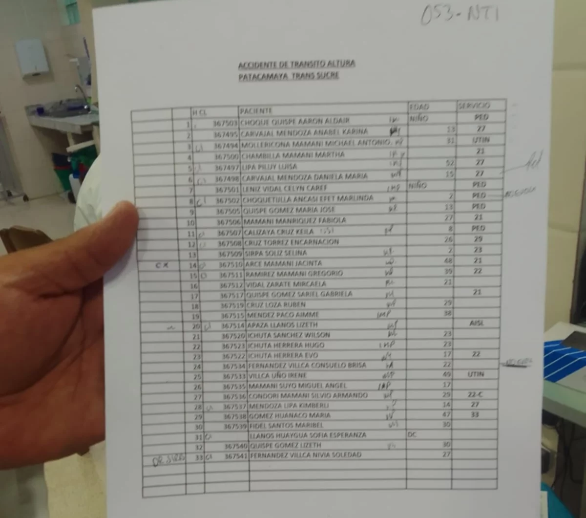 Emiten la lista de heridos y fallecidos en el accidente a Patacamaya 
