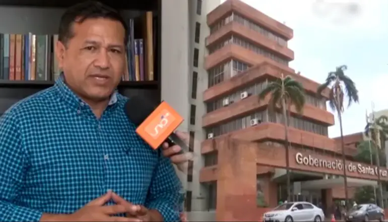 Félix Oros, vicepresidente del Colegio de Abogados de Santa Cruz. FOTO: NTV/RED UNO. Composición CHMF.