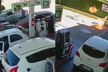 VIDEO: Despachador de gasolina prende fuego a un cliente durante una discusión