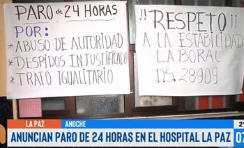 Hospital La Paz anunció paro de 24 horas ante despidos injustificados