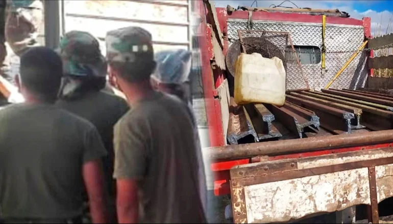 10 militares aprehendidos por robo de rieles del tren en Montero. FOTO: Imagen referencial RRSS. Composición CHMF.