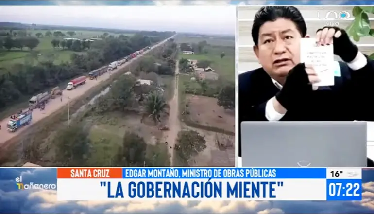 Edgar Montaño: “Solo falta la firma de Camacho para resolver el bloqueo en Santa Cruz”. FOTO: Captura de video.