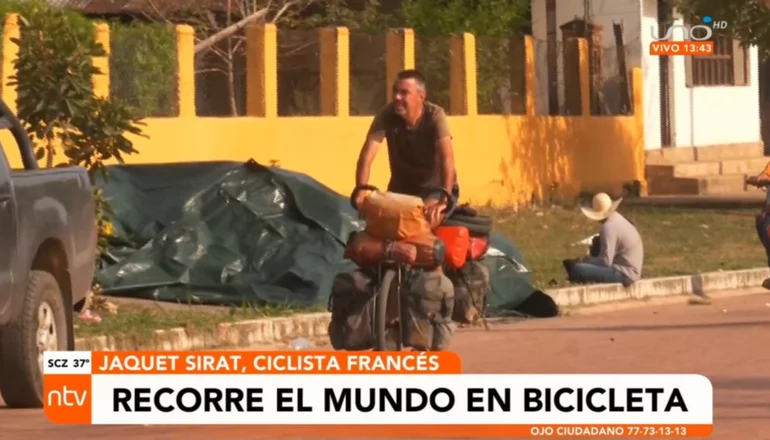 Ciclista que recorre el mundo en bicicleta visita San Ramón