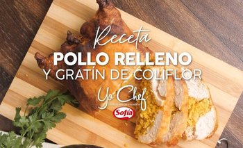 Pollo relleno con arroz a la Valenciana