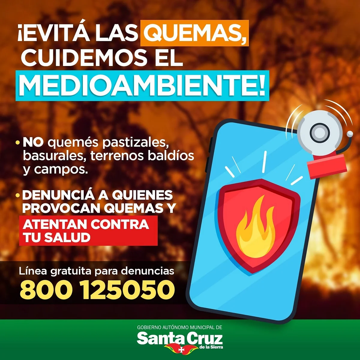 El Gobierno Autónomo de Santa Cruz, habilitó una línea gratuita para denuncias.