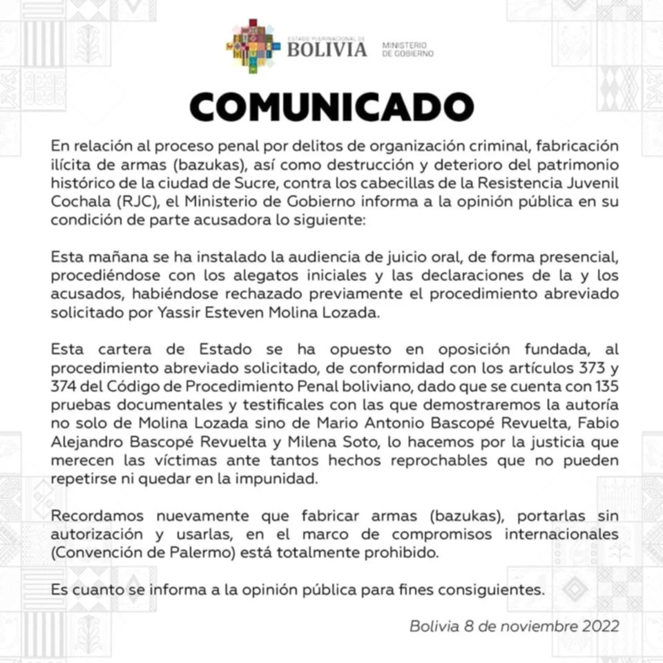 Rechazan pedido de Yassir Molina, de la RJC, de tener proceso abreviado